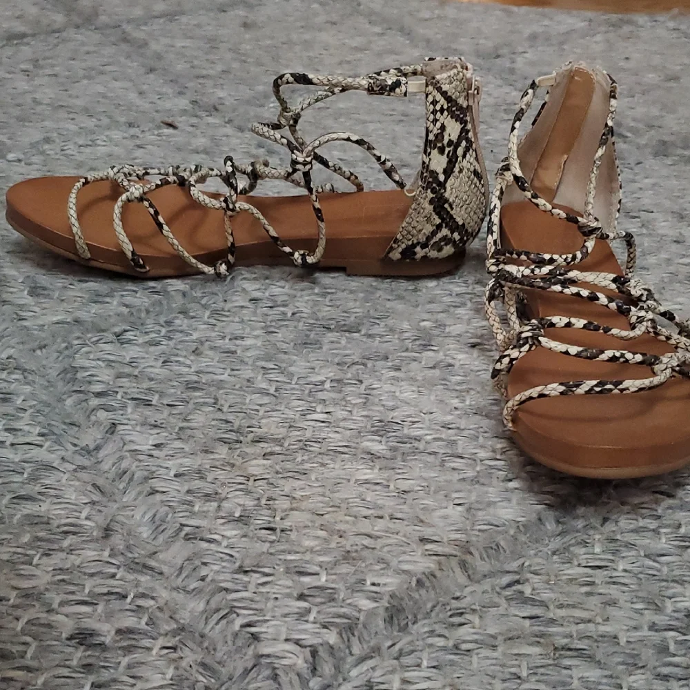 Kaari Blue Tan and Black Gladiator Sandals - Picture 2 of 5